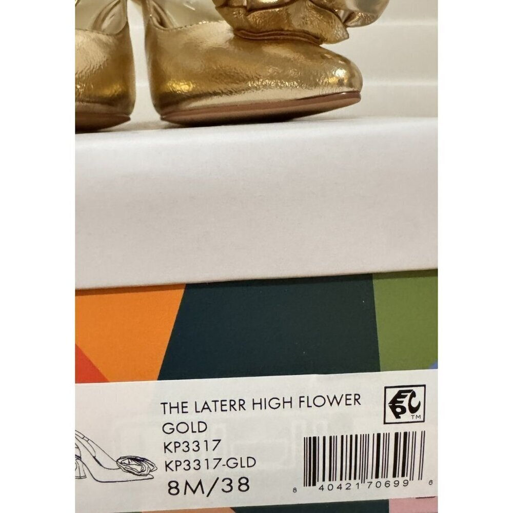 Katy Perry The Laterr Slingback High Flower Gold Heels Size 8 - Picture 11 of 11